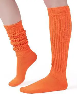 Tanvia Slouchy Socks for Women Slouch Scrunch Knee High Boot Socks Soft Long Socks Cozy Crew Socks Leg Warmers, Orange