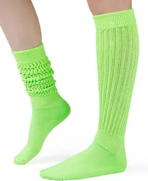 Tanvia Slouchy Socks for Women Slouch Scrunch Knee High Boot Socks Soft Long Socks Cozy Crew Socks Leg Warmers, Green