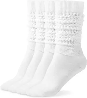 Tanvia Slouchy Socks for Women Slouch Scrunch Knee High Boot Socks Soft Long Socks Cozy Crew Socks Leg Warmers, 2pack White