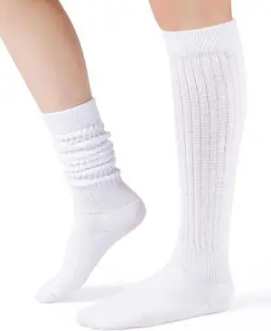 Tanvia Slouchy Socks for Women Slouch Scrunch Knee High Boot Socks Soft Long Socks Cozy Crew Socks Leg Warmers, White