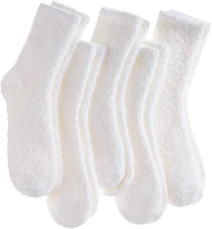 Tanvia 5 Pairs Womens Fuzzy Slipper Socks, Ultra Soft Microfiber Crew Socks for Winter, Non-Slip Cozy House Socks with Fluffy Lining, White Tanvia 5 Pairs Womens Fuzzy Slipper Socks, Ultra Soft Microfiber Crew Socks for Winter, Non-Slip Cozy House Socks with Fluffy Lining, White