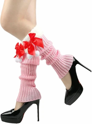 Tanvia Leg Warmers for Women Winter Christmas Leg Warmer Knitted Leg Sleeves with Fuzzy Fur Cuffs & Bowknot Plush Ball, Pink Tanvia Leg Warmers for Women Winter Christmas Leg Warmer Knitted Leg Sleeves with Fuzzy Fur Cuffs & Bowknot Plush Ball, Pink