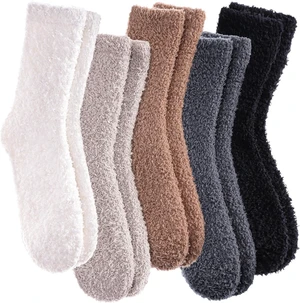 Tanvia 5 Pairs Womens Fuzzy Slipper Socks, Ultra Soft Microfiber Crew Socks for Winter, Non-Slip Cozy House Socks with Fluffy Lining, 5 colors Tanvia 5 Pairs Womens Fuzzy Slipper Socks, Ultra Soft Microfiber Crew Socks for Winter, Non-Slip Cozy House Socks with Fluffy Lining, 5 colors