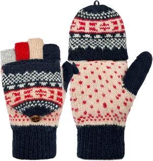 Tanvia Winter Fingerless Gloves Mittens for Women Men Warm Wool Knitted Convertible Flip Top Mittens for Cold Weather, Red Navy Tanvia Winter Fingerless Gloves Mittens for Women Men Warm Wool Knitted Convertible Flip Top Mittens for Cold Weather, Red Navy