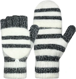 Tanvia Winter Fingerless Gloves Mittens for Women Men Warm Wool Knitted Convertible Flip Top Mittens for Cold Weather, Black White Tanvia Winter Fingerless Gloves Mittens for Women Men Warm Wool Knitted Convertible Flip Top Mittens for Cold Weather, Black White
