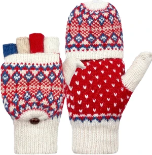 Tanvia Winter Fingerless Gloves Mittens for Women Men Warm Wool Knitted Convertible Flip Top Mittens for Cold Weather, Fleece White Red Tanvia Winter Fingerless Gloves Mittens for Women Men Warm Wool Knitted Convertible Flip Top Mittens for Cold Weather, Fleece White Red