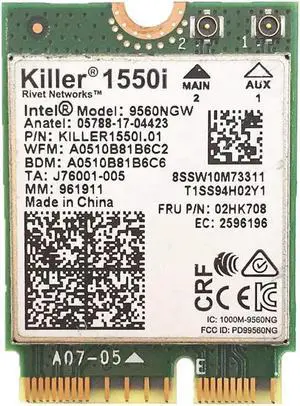 Vszerda Killer 1550i AC Dual Band 1.73Gbps Wireless 9560NGW NGFF CNVI Wifi Card 9560AC 802.11ac Support Bluetooth 5.0 for Windows 10 Vszerda Killer 1550i AC Dual Band 1.73Gbps Wireless 9560NGW NGFF CNVI Wifi Card 9560AC 802.11ac Support Bluetooth 5.0 for Windows 10