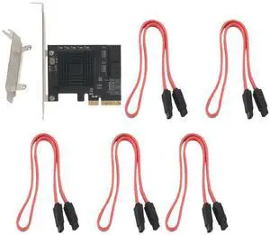 Vszerda FOR PCIE to 5-Port SATA III 6 Gbps SATA Controller Expansion Card Computer Chassis Adapter Card JMB585 with 5 Cables Vszerda FOR PCIE to 5-Port SATA III 6 Gbps SATA Controller Expansion Card Computer Chassis Adapter Card JMB585 with 5 Cables