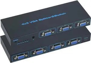 Vszerda 4X3 VGA Switcher,4 in 3 Out VGA Switcher Splitter: 4 Devices to 3 Monitors Duplicator Display Vszerda 4X3 VGA Switcher,4 in 3 Out VGA Switcher Splitter: 4 Devices to 3 Monitors Duplicator Display