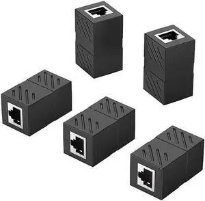 Vszerda RJ45 Coupler Ethernet Extender Connector 5 Pack Inline Coupler Cat7 Cat6 Cat5e Ethernet Cable Adapter Female to Female Black Vszerda RJ45 Coupler Ethernet Extender Connector 5 Pack Inline Coupler Cat7 Cat6 Cat5e Ethernet Cable Adapter Female to Female Black