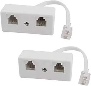Vszerda 2 Pack White Plastic Telephone Line Splitter RJ11 2 Way Female to Male Adapter Converter Cables, RJ11 Telephone Plug to RJ11 for Landline Vszerda 2 Pack White Plastic Telephone Line Splitter RJ11 2 Way Female to Male Adapter Converter Cables, RJ11 Telephone Plug to RJ11 for Landline