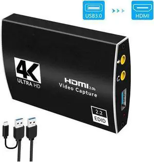 Vszerda Portable 4K@60Hz 1080P 60fps HDMI-compatible to USB3.0/Type-C HD Video Capture Card with Mic & 3.5mm Audio Durable Audio Converter Live Recording Box Vszerda Portable 4K@60Hz 1080P 60fps HDMI-compatible to USB3.0/Type-C HD Video Capture Card with Mic & 3.5mm Audio Durable Audio Converter Live Recording Box