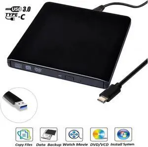 Vszerda Aluminum External CD Drive, USB 3.0 O Type C Dual Port DVD Burner CD DVD Rewriter Burner Writer Compatible with Windows XP/7/8/10, MacOS, Linux for MacBook, Laptop, Desktop, Black Vszerda Aluminum External CD Drive, USB 3.0 O Type C Dual Port DVD Burner CD DVD Rewriter Burner Writer Compatible with Windows XP/7/8/10, MacOS, Linux for MacBook, Laptop, Desktop, Black