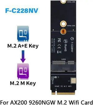Vszerda Wireless M.2 A+E Key Slot To M.2 M Key Wifi Bluetooth Adapter For Intel AX200 9260 bcm94352Z Card NVMe PCI express SSD Port Vszerda Wireless M.2 A+E Key Slot To M.2 M Key Wifi Bluetooth Adapter For Intel AX200 9260 bcm94352Z Card NVMe PCI express SSD Port