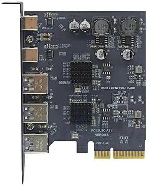 Vszerda FOR PCIE USB Expansion Card PCI Express X4 to 2Port USB C + 3Port USB3.2 Gen2 10Gbps Adapter PCI-E to USB 3.1 Type-C HUB for Desktop Vszerda FOR PCIE USB Expansion Card PCI Express X4 to 2Port USB C + 3Port USB3.2 Gen2 10Gbps Adapter PCI-E to USB 3.1 Type-C HUB for Desktop