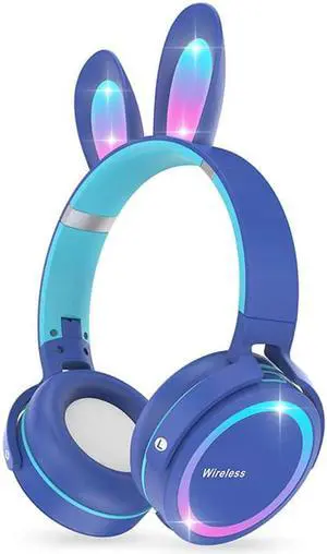 Vszerda Gemdeck Kids Headphones Cat Ear LED Light Up Foldable Bluetooth Headphone Blue Vszerda Gemdeck Kids Headphones Cat Ear LED Light Up Foldable Bluetooth Headphone Blue
