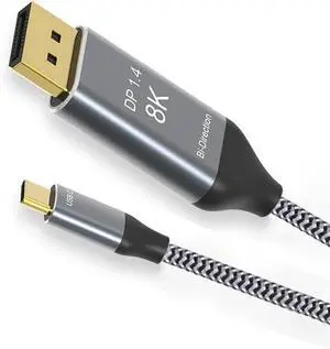 Vszerda Reversible DisplayPort DP Source to USB 3.1 Type C USB-C Displays Male 8K HDTV Cable for Laptop Monitor 1.8m Vszerda Reversible DisplayPort DP Source to USB 3.1 Type C USB-C Displays Male 8K HDTV Cable for Laptop Monitor 1.8m