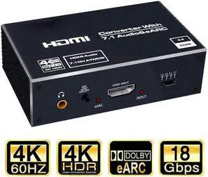 Vszerda 4K 60Hz HDMI Audio Extractor Splitter, HDMI + Optical Toslink SPDIF + 3.5mm Audio Jack + Coaxial + 7.1Ch, Support - HDCP 2.2 - EDID,Dolby Vision,HDR 10 Vszerda 4K 60Hz HDMI Audio Extractor Splitter, HDMI + Optical Toslink SPDIF + 3.5mm Audio Jack + Coaxial + 7.1Ch, Support - HDCP 2.2 - EDID,Dolby Vision,HDR 10
