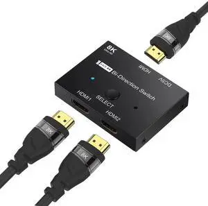 Vszerda HDMI 2.1 Ultra 8K HD Bi-Directional Switch 8K@60Hz 4K@120Hz 1in 2out 2in 1out High Speed 48Gbps Splitter(Singal Display) Converter with One 8K HDMI Cable Compatible with Xbox X PS5 Vszerda HDMI 2.1 Ultra 8K HD Bi-Directional Switch 8K@60Hz 4K@120Hz 1in 2out 2in 1out High Speed 48Gbps Splitter(Singal Display) Converter with One 8K HDMI Cable Compatible with Xbox X PS5