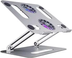 Vszerda Aluminum Laptop Tablet Stand with 2 High-speed Cooling Fan Adjustable Height Laptop Tablet Stand for Desk Ergonomic Portable Computer Stand Riser for MacBook Pro/Air 11-17.3"Laptop Vszerda Aluminum Laptop Tablet Stand with 2 High-speed Cooling Fan Adjustable Height Laptop Tablet Stand for Desk Ergonomic Portable Computer Stand Riser for MacBook Pro/Air 11-17.3"Laptop