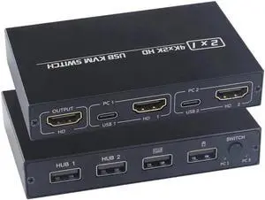 Vszerda For 2 PC Sharing Keyboard Mouse Printer Plug and Paly Out 4KUSB 2.0 HDMI-compatible KVM Switch Video Display USB Switch Splitter Vszerda For 2 PC Sharing Keyboard Mouse Printer Plug and Paly Out 4KUSB 2.0 HDMI-compatible KVM Switch Video Display USB Switch Splitter