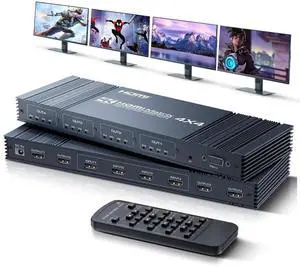 Vszerda 4x4 HDMI Matrix Switch 4K 30Hz, 4 in 4 Out HDMI Switch with Remote Supports HDR, 3D, HDMI 1.4, HDCP 1.4, Downscaler 4K & 1080P, 4 Way HDMI Splitter Switch for Fire TV Stick, Xbos, PS4/5 Vszerda 4x4 HDMI Matrix Switch 4K 30Hz, 4 in 4 Out HDMI Switch with Remote Supports HDR, 3D, HDMI 1.4, HDCP 1.4, Downscaler 4K & 1080P, 4 Way HDMI Splitter Switch for Fire TV Stick, Xbos, PS4/5