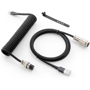 Vszerda Pro Custom Coiled USB C Cable for Gaming Keyboard, Double-Sleeved Mechanical Keyboard Cable with Detachable Metal Aviator, 1.5M USB-C to USB-A, Classic Black Color Vszerda Pro Custom Coiled USB C Cable for Gaming Keyboard, Double-Sleeved Mechanical Keyboard Cable with Detachable Metal Aviator, 1.5M USB-C to USB-A, Classic Black Color