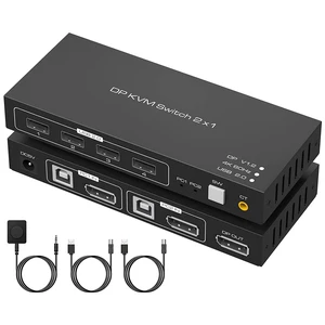 Vszerda KVM Switch DisplayPort 2 Port 4K 60Hz USB2.0 DP 1.2 for DP KVM Switches 2 PC 1 Monitor Switch Support Wire-Desktop Controller Including 2 USB2.0 Cable Vszerda KVM Switch DisplayPort 2 Port 4K 60Hz USB2.0 DP 1.2 for DP KVM Switches 2 PC 1 Monitor Switch Support Wire-Desktop Controller Including 2 USB2.0 Cable