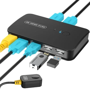 Vszerda HDMI KVM Switch USB Selector for 2 Computers Sharing Mouse Keyboard Printer to One 4K HD Monitor, Wired Controller & HDMI Cables Included Vszerda HDMI KVM Switch USB Selector for 2 Computers Sharing Mouse Keyboard Printer to One 4K HD Monitor, Wired Controller & HDMI Cables Included
