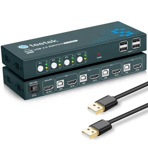 Vszerda 4 Port HDMI KVM Switch Box, KVM Switch 4K@60Hz, KVM 4 Computer Share 1 Monitor Controlled by Keyboard Mouse, USB 2.0 and HDCP 2.2 Compatible, Button Switch, with 1 HDMI and 4 USB Cables Vszerda 4 Port HDMI KVM Switch Box, KVM Switch 4K@60Hz, KVM 4 Computer Share 1 Monitor Controlled by Keyboard Mouse, USB 2.0 and HDCP 2.2 Compatible, Button Switch, with 1 HDMI and 4 USB Cables