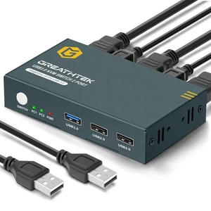 USB 3.0 KVM Switch HDMI 2 Port Ultra HD 4K@60Hz, KVM Switches with USB 3.0 Port High-Speed Transmission Share USB Devices, 2 PCs Share 1 Monitor with Button Switch, with 2 USB 3.0 and 2 HDMI Cables USB 3.0 KVM Switch HDMI 2 Port Ultra HD 4K@60Hz, KVM Switches with USB 3.0 Port High-Speed Transmission Share USB Devices, 2 PCs Share 1 Monitor with Button Switch, with 2 USB 3.0 and 2 HDMI Cables