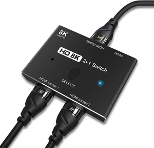 Vszerda HDMI 2.1 Ultra HD 8K High Speed 48Gbps Directional Switch Adapter 2in 1out 8K@60Hz 4K@120Hz Converter Compatible with XBOX PS5 Projectors Monitors Vszerda HDMI 2.1 Ultra HD 8K High Speed 48Gbps Directional Switch Adapter 2in 1out 8K@60Hz 4K@120Hz Converter Compatible with XBOX PS5 Projectors Monitors