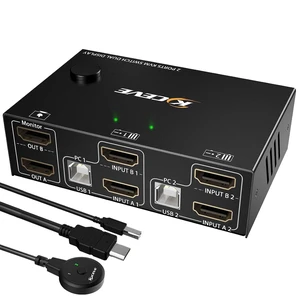 Vszerda Dual Monitor KVM Switch HDMI 2 Port 4K@30Hz,MLEEDA USB HDMI Extended Display Switcher for 2 Computers Share 2 Monitors and 4 USB 2.0 Hub,Desktop Controller and USB HDMI Cables Included Vszerda Dual Monitor KVM Switch HDMI 2 Port 4K@30Hz,MLEEDA USB HDMI Extended Display Switcher for 2 Computers Share 2 Monitors and 4 USB 2.0 Hub,Desktop Controller and USB HDMI Cables Included