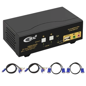 Vszerda HDMI + VGA KVM Switch Dual Monitor Extended Display 2 Port with Audio and USB 2.0 HUB, CKL Dual View PC Monitor Keyboard Mouse Selector Box for Computers and Laptops Vszerda HDMI + VGA KVM Switch Dual Monitor Extended Display 2 Port with Audio and USB 2.0 HUB, CKL Dual View PC Monitor Keyboard Mouse Selector Box for Computers and Laptops