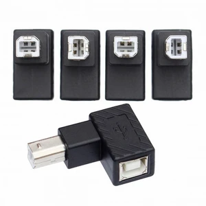 Vszerda 4Pcs USB 2.0 B Type Male to Female Extension Adapter Horizontal Vertical Angled 90 Degree for Disk Scanner