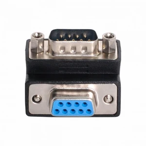 Vszerda D-Sub RS232 9Pin DB9P Male to Female Down Angled 90 Degree Extension Adapter