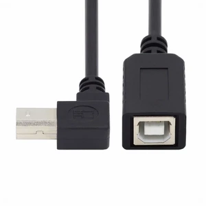Vszerda USB 2.0 B Type Male to Female Extension Cable Up Angled 90 Degree (20cm) for Printer Scanner Disk