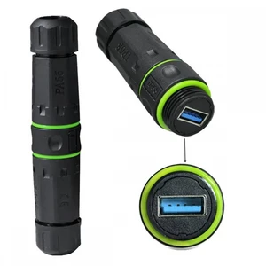 Vszerda M20 Locking IP68 Waterproof Type-A USB3.0 5Gbps USB-A Female to USB-A Female Extension Adapter Coupler Vszerda M20 Locking IP68 Waterproof Type-A USB3.0 5Gbps USB-A Female to USB-A Female Extension Adapter Coupler