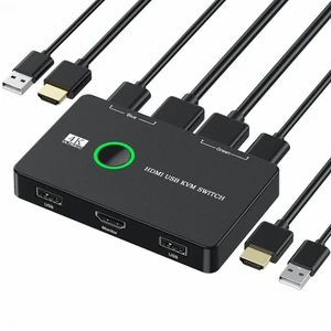 Vszerda KVM USB 2.0 & HDMI 4K Switch Selector Dual PCs Sharing Monitor HDTV USB Port Keyboard Mouse Scanner Printer