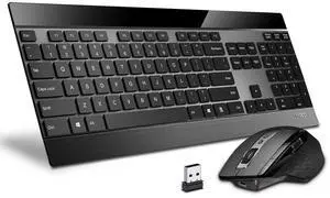 Wireless Keyboard and Laser Mouse Combo,Multi Device (Bluetooth 4.0+3.0+2.4G) Keyboard and Mouse Set,Ultra-Slim Computer Keyboard Compact Design for Windows/Android/Mac OS