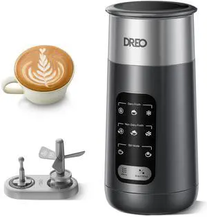 8-in-1 Milk Frother, Electric Stainless Steel Frother for Latte Art Microfoam and Coffee, 9oz/270ml Warm and Cold Foam Automatic Frothers, LED, Easy to Clean
