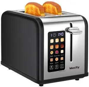 2 Slice Touch Screen Toaster, 1.5" Wide Slot, Stainless Steel Smart Toaster for Bagels, Muffins, Waffles, Gluten-Free Breads, Defrost, Reheat, Timer, 120V 825W, Matt Black 2 Slice Touch Screen Toaster, 1.5" Wide Slot, Stainless Steel Smart Toaster for Bagels, Muffins, Waffles, Gluten-Free Breads, Defrost, Reheat, Timer, 120V 825W, Matt Black
