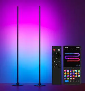 Corner Floor Lamp 2-Pack with Alexa, Smart Modern Floor Lamp with Music Sync 16 Million Colors & 68+ Scene with APP and Remote Control, for Bedroom Living Room