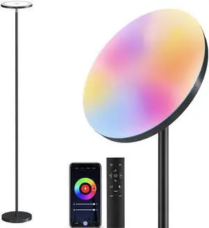 Smart RGB Floor Lamps for Living Room, 32W Bright LED Floor Lamp with APP and Remote Control, Tall Standing Lamp with Stepless Dimmable, Modern Torchiere Corner Lamp for Bedroom, Gaming Room