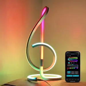 TB2 AI Smart Table Lamp, RGB+IC Addressable LED Lamps Alexa Google Home Enable, APP Control DIY Color Changing Modern Spiral Lamp, Music Sync, AI Generated Lighting LLM, 2.4 GHz WiFi/Bluetooth