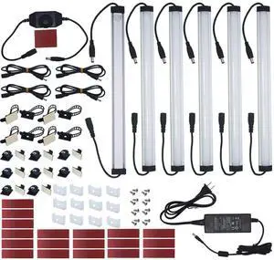 Under Cabinet LED Lighting Kit Plug in or Hardwired, 6 pcs 12 Inches Light Strips, 2000 Lumen, Super Bright, for Kitchen Counter, Closet, Shelf Lights, 31W, Warm White (6 Bars) Under Cabinet LED Lighting Kit Plug in or Hardwired, 6 pcs 12 Inches Light Strips, 2000 Lumen, Super Bright, for Kitchen Counter, Closet, Shelf Lights, 31W, Warm White (6 Bars)