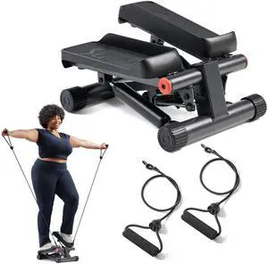 Mini Steppers for Exercise at Home, Stair Step Workout Machine with Optional Resistance Bands, Full Body Cardio Equipment, Optional Free SunnyFit App Connection Smart Stepper