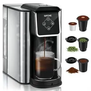Single Serve Coffee Maker, 3-in-1 Quick Brew for Coffee Pods, Ground Coffee, & Loose Tea, 6-12oz Cup Sizes, 50oz Removable Water Tank, 1150W, Compact, Black