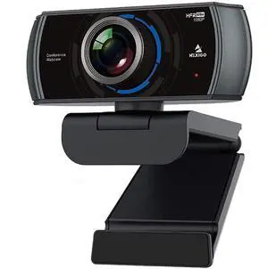 N980P 1080P 60FPS Webcam with Microphone and Software Control, USB Computer Camera, Built-in Dual Noise Reduction Mics, 120° Wide-Angle for Zoom/Skype/FaceTime/Teams, PC Mac Laptop Desktop