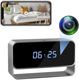 Clock Camera - Full HD 1080P WiFi Camera - Mini Wireless Nanny Cam with Night Vision - Indoor Home Security Surveillance